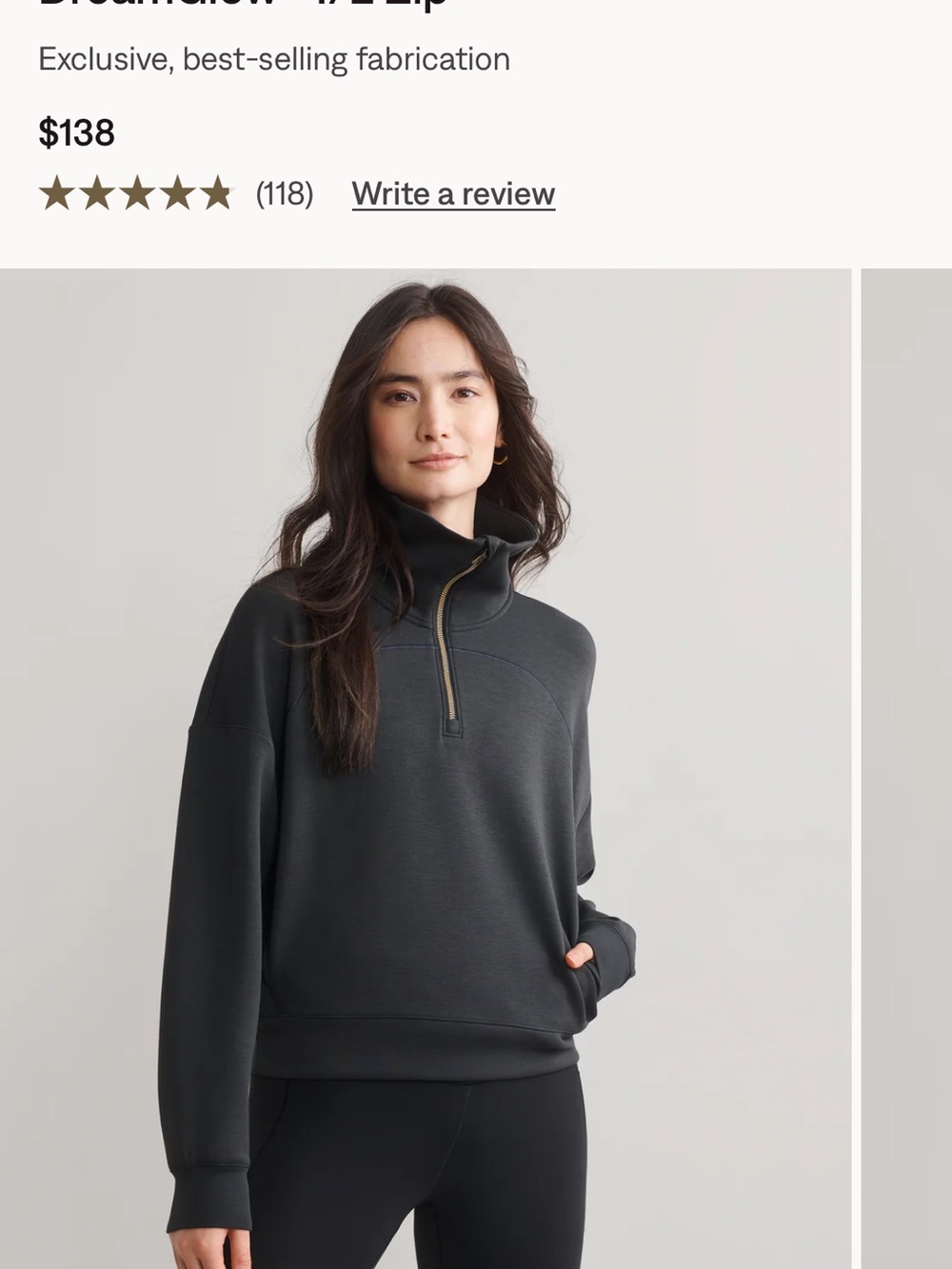 RHONE Black Heather Quarter-Zip Funnel Neck Sweatshirt - Picture 3 of 4
